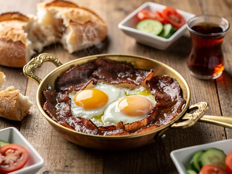 Fried Eggs with Cured Beef