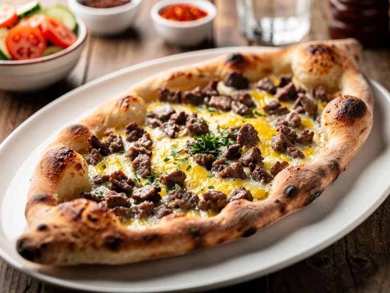 Diced Meat and Cheese Pide
